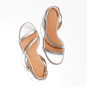 Madewell Silver Heidi Asymmetrical Slingback Flat Sandals 6.5M